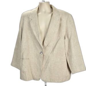 Harve Benard Boyfriend Tan Linen Blazer Size 3 XL